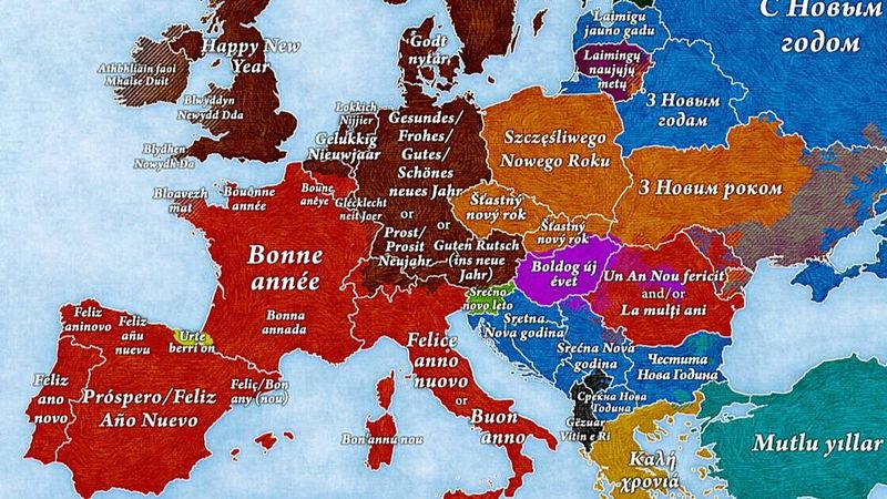 Jak powiedzieć „Szczęśliwego Nowego Roku” w różnych językach Europy? Podpowiadamy z pomocą mapy
