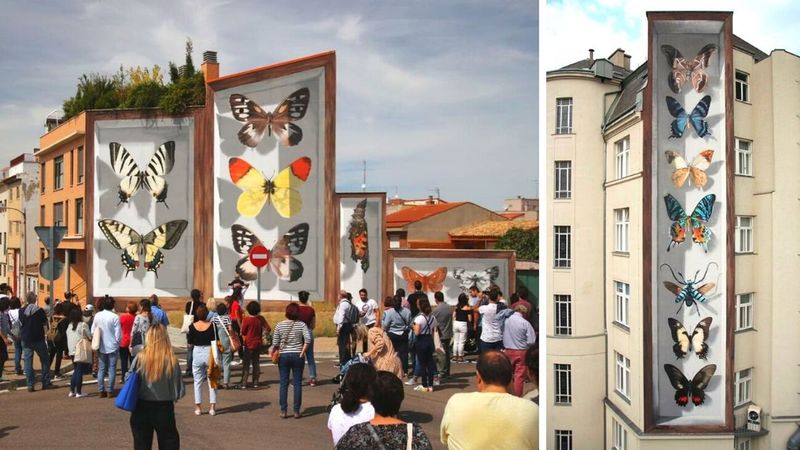 8 dzieł artysty, który tworzy na całym świecie wyjątkowe murale z motylami
