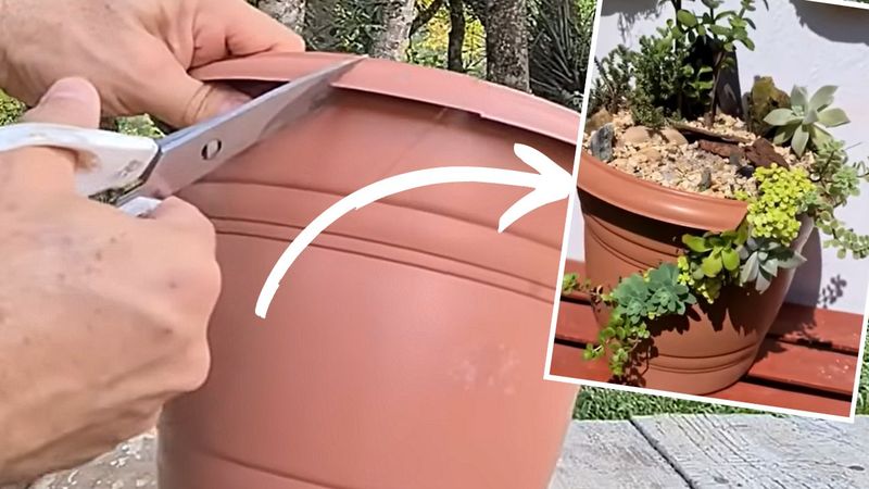 W kilka minut zmienił starą plastikową doniczkę w śliczną ozdobę
