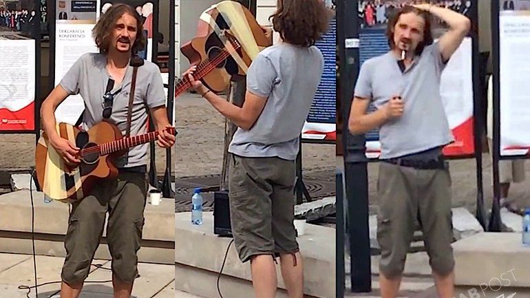 Gienek Loska gra i śpiewa na ulicy w Warszawie ns Starym Mieście YouTube