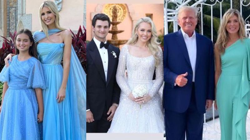 Bajeczny ślub najmłodszej córki Donalda Trumpa przykuł uwagę całego świata. Tiffany ochoczo pozowała do zdjęć w dwóch kreacjach [ZDJĘCIA]