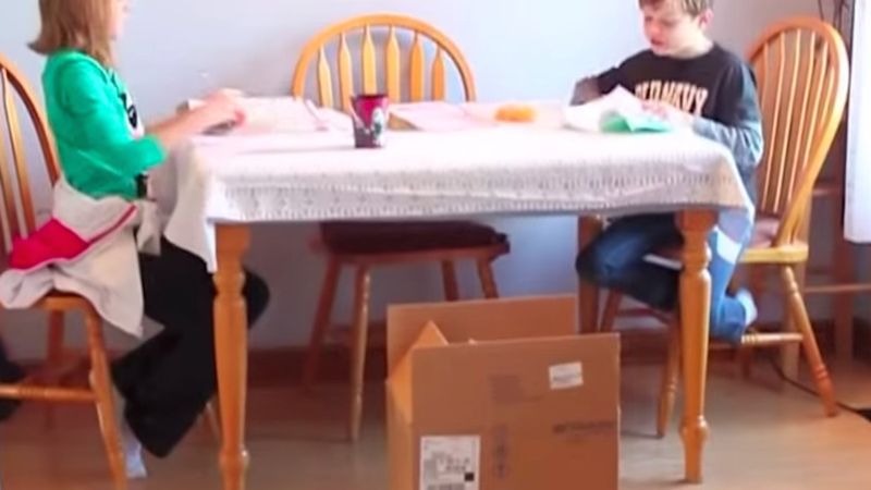 Wszedł do pokoju i postawił obok stołu duży karton. Dzieci nie spodziewały się, że znajdą w nim coś takiego!