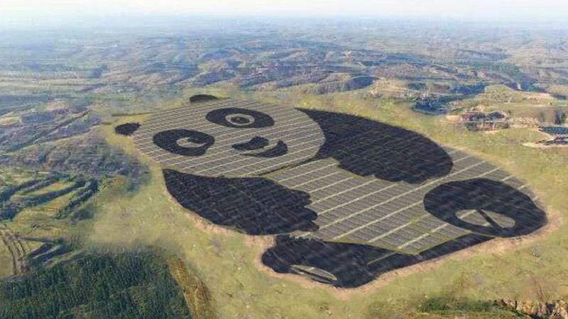 Chińczycy właśnie zbudowali farmę słoneczną, która ma kształt gigantycznej pandy