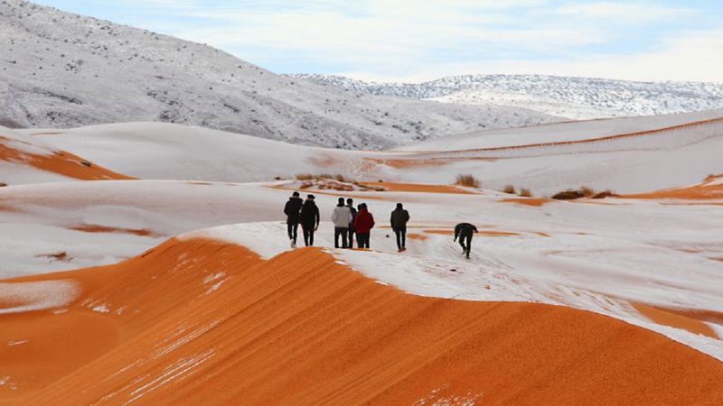 Nieoczekiwanie wydmy na Saharze pokrył śnieg. To trzeci taki przypadek od prawie 40 lat!