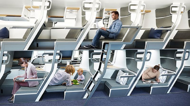 Nowy projekt siedzeń w samolotach pozwala pasażerom leżeć podczas podróży