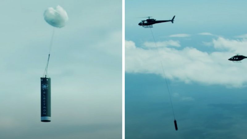 Zobacz nagranie, jak helikopter Sikorsky S-92 łapie rakietę powracającą z kosmosu