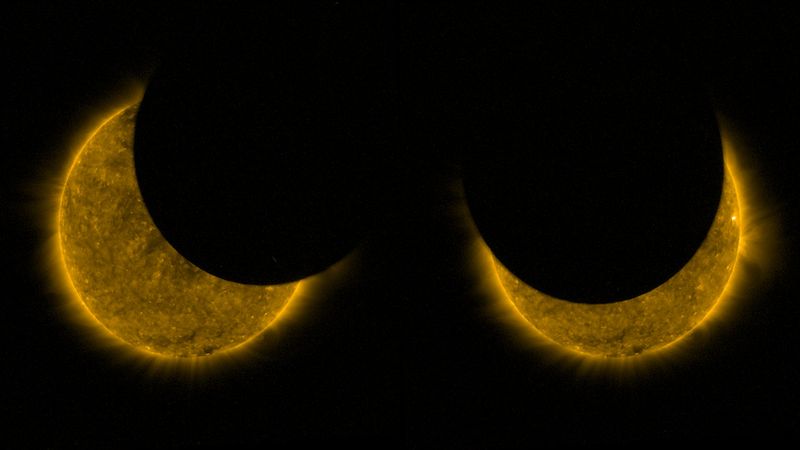 Tak wyglądało wczorajsze częściowe zaćmienie Słońca oglądane z kosmosu