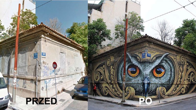 10 zdjęć przed i po, które pokazują, jak bardzo graffiti może zmienić wygląd ulicznych budynków