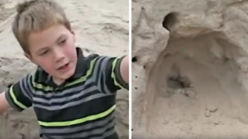 Dzieci kopały tunel w piasku na plaży. Wtedy 5-letni chłopiec zauważył zakopaną twarz dziewczynki