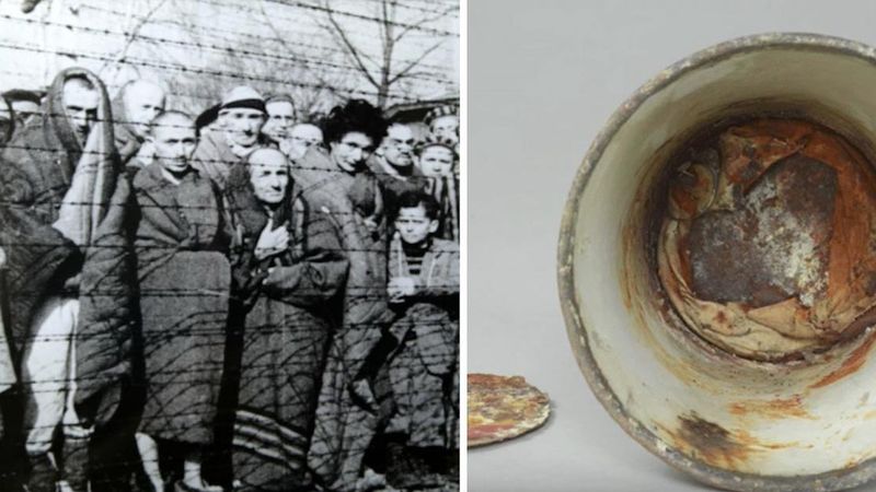Pracownicy muzeum w Auschwitz przyglądali się temu kubkowi. Po czasie odkryli, że ma drugie dno