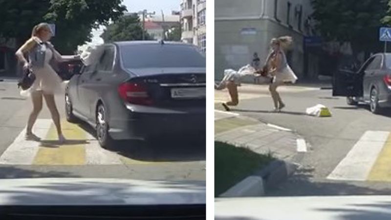 Uderzyła torbą w przejeżdżające auto. Kiedy wysiadła z niego kobieta, doszło do bójki