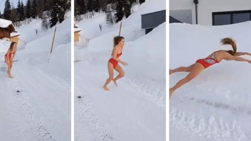 Młoda polska triathlonistka skoczyła w zaspę śnieżną. Nie sądziła, że tak to zaboli