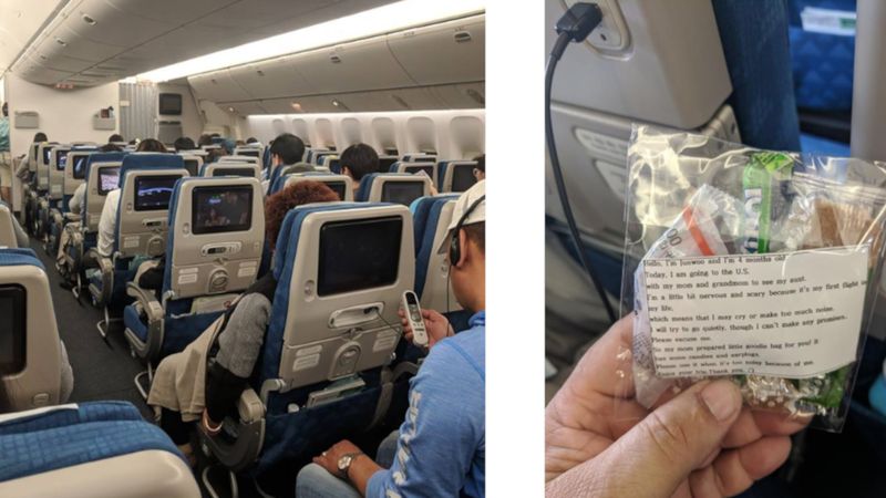 Pasażerowie samolotu znaleźli na siedzeniach nietypowe wiadomości. Wywołały ich uśmiech