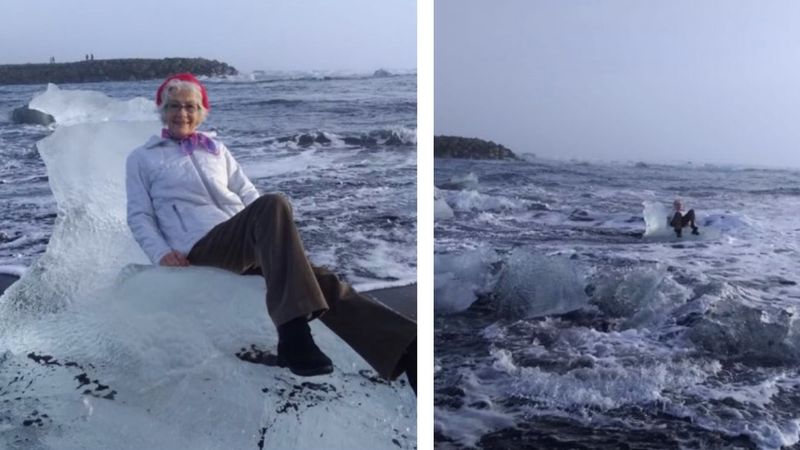 77-latka pozowała do zdjęcia na bryle lodu. Nagle fale zaczęły znosić ją na środek