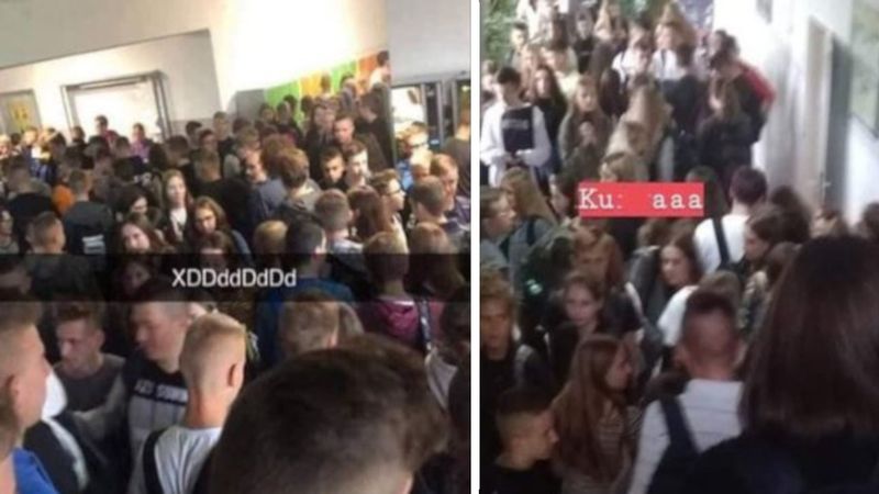 Przerażeni uczniowie pokazują zatłoczone korytarze. Chaos w szkołach po reformie edukacji