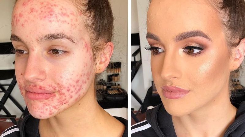 Przed i po wizycie u makijażystki