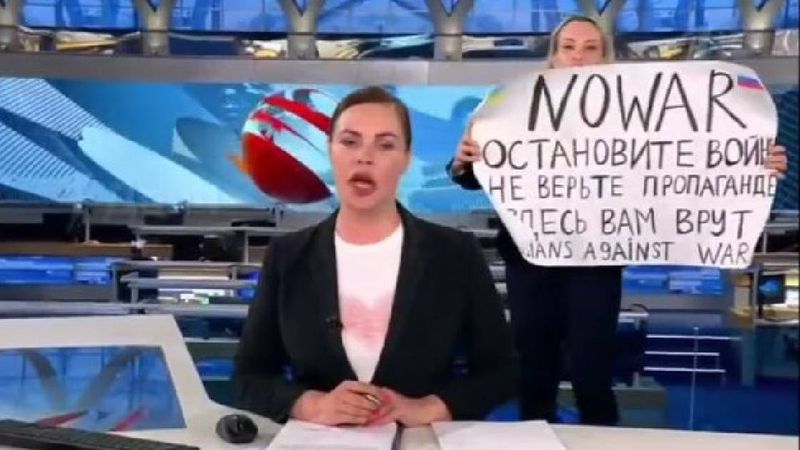 protest w rosyjskiej telewizji