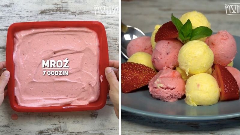 Mango i truskawki w formie lodów