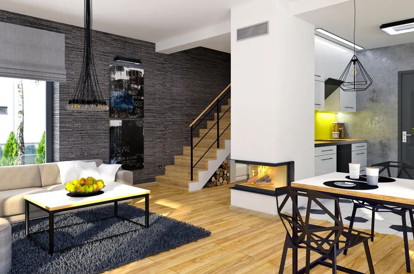 schody wewnętrzne w domu z projektu Eco 4 z garażem 1-st. [A] WRF1481 - zdjęcie 1