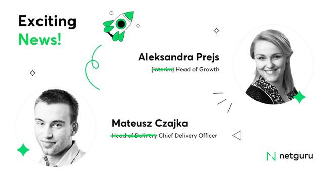 Mateusz Czajka chief delivery officer w Netguru. Aleksandra Prejs head of growth