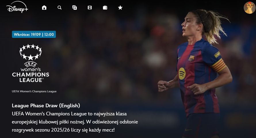 Losowanie Ligi Mistrzyń na żywo w Disney+. Transmisja także w Polsce