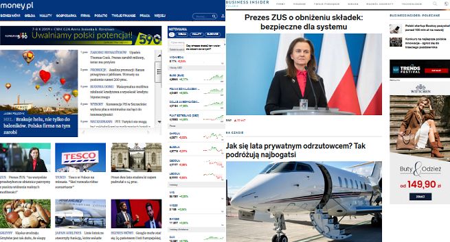 Kilka serwisów biznesowych z dużymi wzrostami. Na czele Money.pl