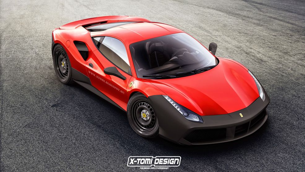 X-Tomi Design uzupełnił swój cykl o Ferrari 488 GTB z plastikowymi zderzakami i stalowymi felgami.