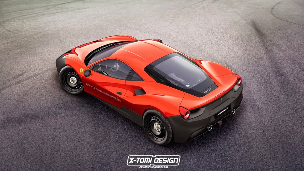X-Tomi Design uzupełnił swój cykl o Ferrari 488 GTB z plastikowymi zderzakami i stalowymi felgami.