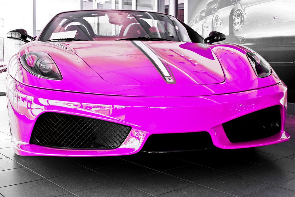 Różowe samochody sportowe Ferrari F430 Spider