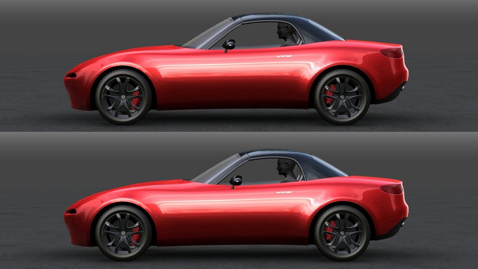 Chociaż nowa wersja MX-5 miała nawiązywać do pierwszego modelu, ustalono, że dostanie inne proporcje. Kabina miała być przesunięta bardziej do tyłu.