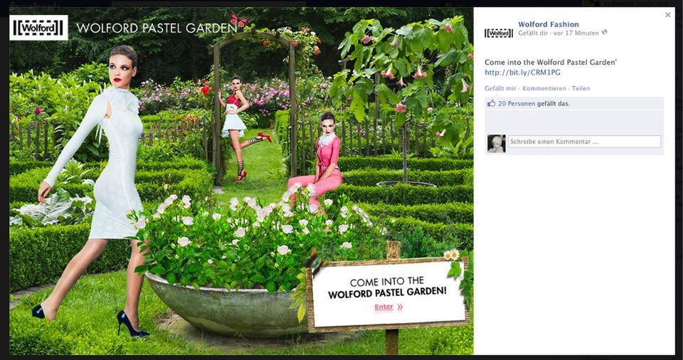 2 Chodzi modelka Wolforda koło drogi, nie ma ręki ani nogi. Takie pechowe zdjęcie znalazło się na stronie http://www.facebook.com/WolfordFashion