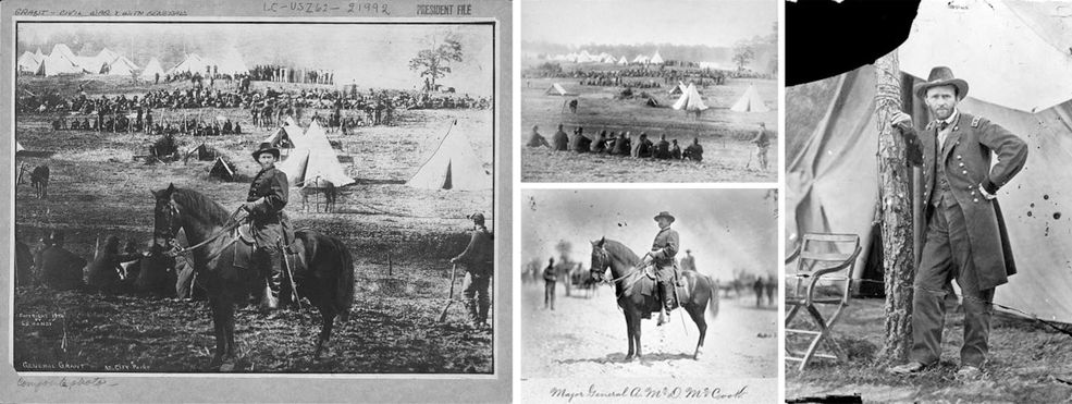 Potrójny fotomontaż z 1902 roku Na tym zdjęciu z 1902 roku przedstawiono Ulyssesa S. Granta - generała, a później także prezydenta USA. Jak widać, złożono je aż z trzech różnych fotografii.