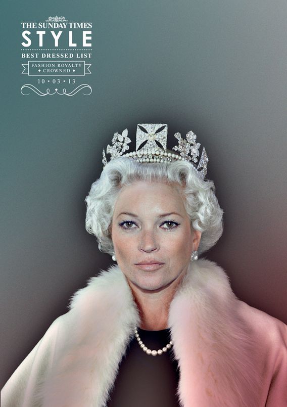 Miejsce 4 - Kate Moss Kate Moss jako królowa Elżbieta w kampanii dla "Sunday Times". Fot. Chris Levine/Alexander Bassano/Studio Act Two-Um