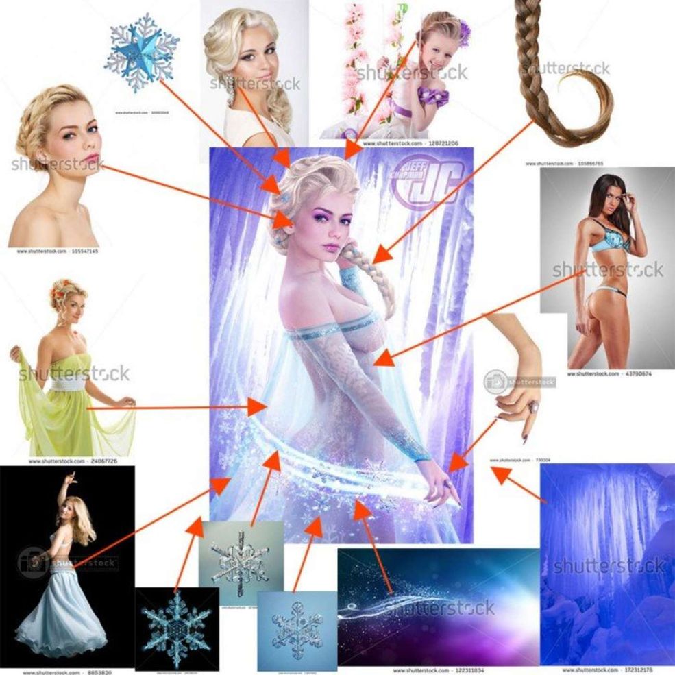 Chapman tworząc swoje bajkowe portrety korzysta z magii wizualnej w postaci Photoshopa. W swoich kompozycjach z wielu zdjęć, tworzy najważniejsze elementy postaci.