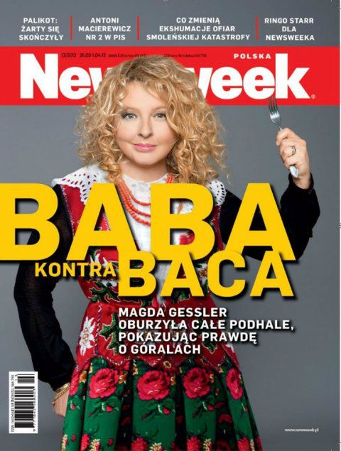 1 Znana restauratorka Magda Gessler wystąpiła na okładce jednego z ostatnich "Newsweeków". Niestety, obróbka jej twarzy jest mocno przesadzona, a Gessler została odmłodzona o dobre 10-20 lat.