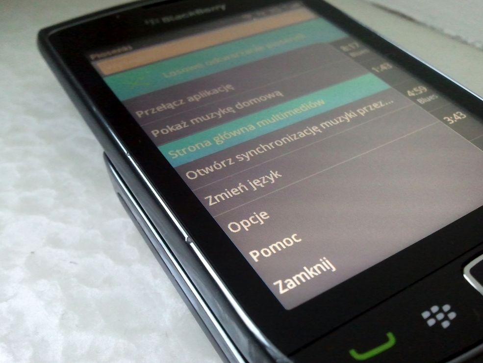 BlackBerry Torch menu