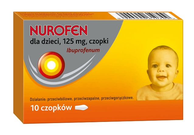 Nurofen dla dzieci, Ibuprofenum, 60 mg, 125 mg, czopki