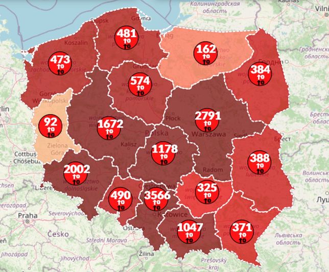 aktualna mapa polski Koronawirus w Polsce. 800 ofiar śmiertelnych. Blisko 16 tys 