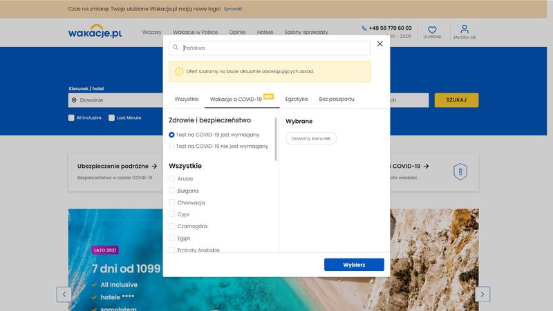 Nowy filtr w wyszukiwarce na wakacje.pl
