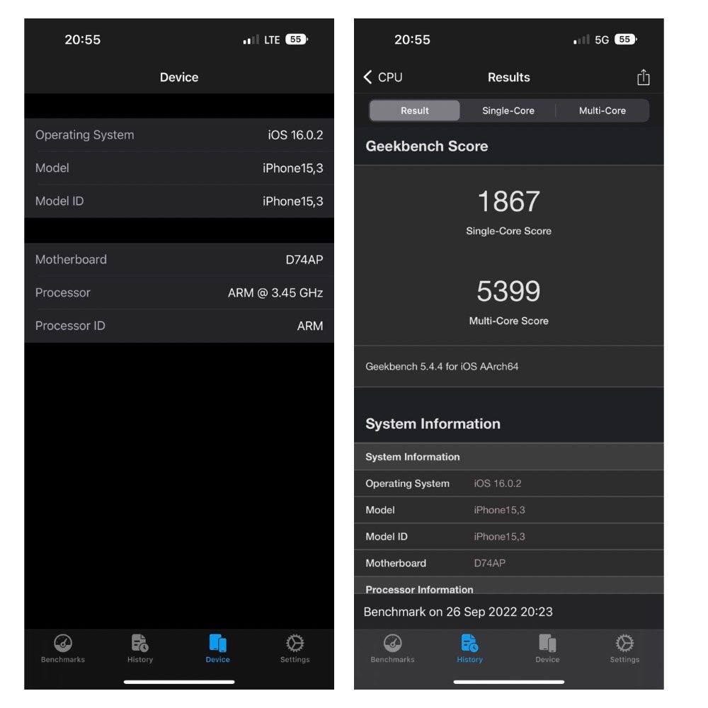 iPhone 14 pro max Geekbench 5