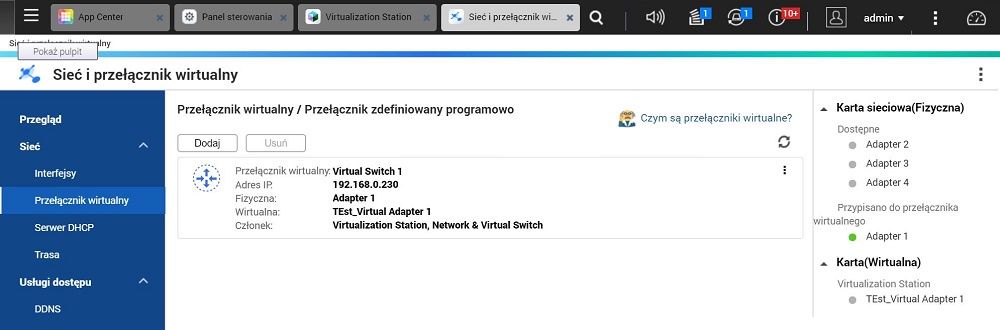 QNAP QTS - Wirtualny przełącznik