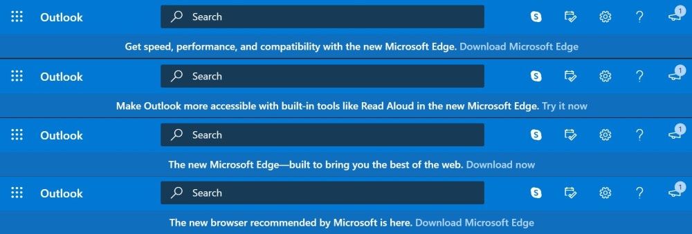 Microsoft Edge reklama Outlook.com