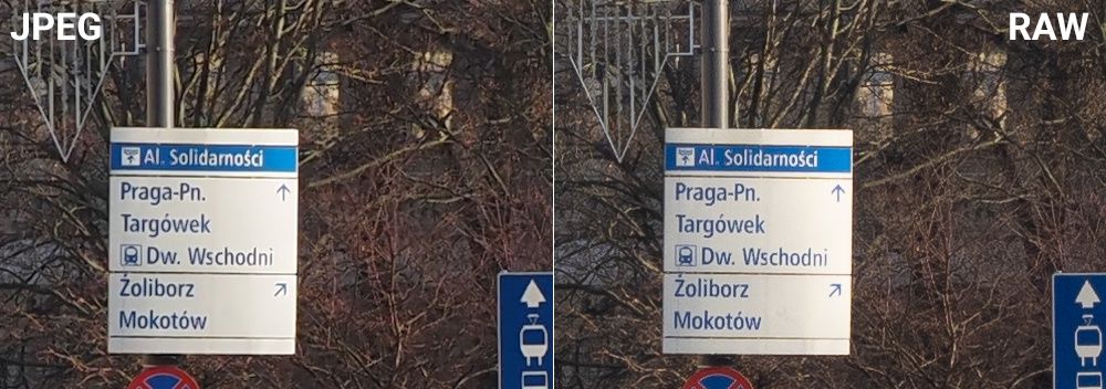 Olympus OM-D E-M5 III - przyklad detale porównanie wycinek JPEG i RAW