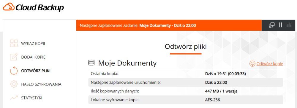 CloudBackup odzyskiwanie danych