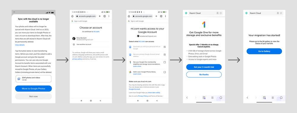 migracja zdjęć z Xiaomi Cloud do Zdjęć Google