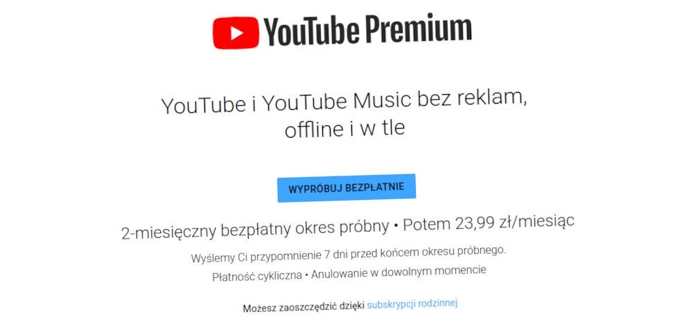 YouTube Premium promocja