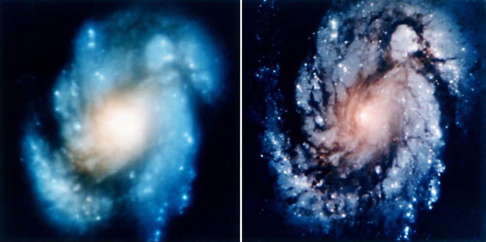 Poprawa widzenia Hubble - galaktyka M100
