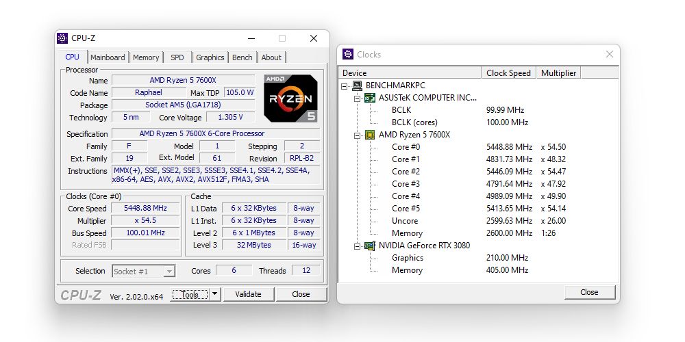AMD Ryzen 5 7600X - obciążenie jednowątkowe