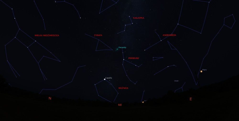 Gdzie szukać radiantu Perseid