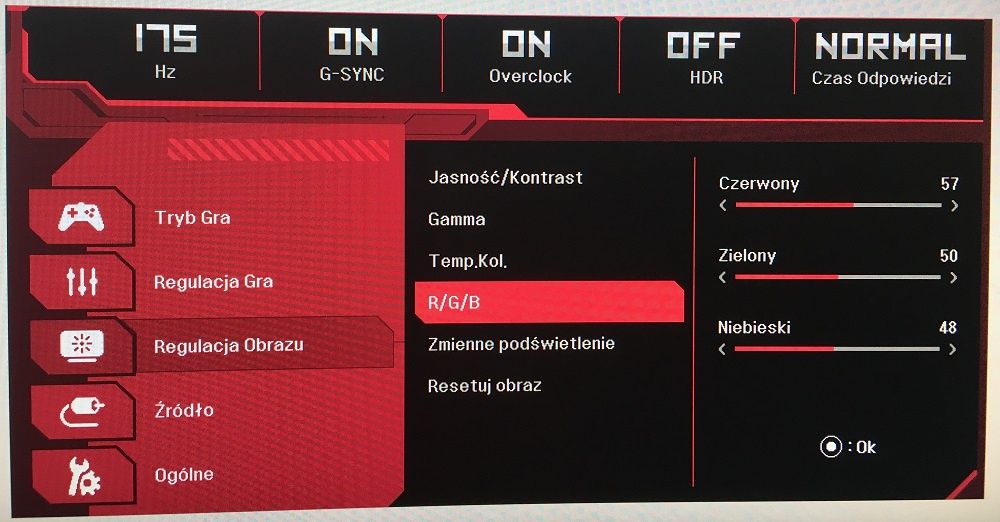 LG 38GL950G - Ustawienia OSD